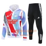 Insieme Giacca Con Cappuccio Tuta Arsenal Bianco/Rosso/Blu 2025/2026