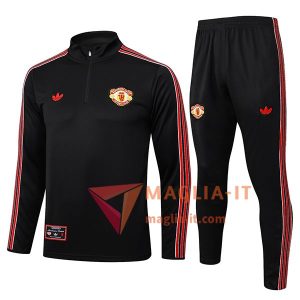 Insieme Tuta Calcio Giacca Manchester United Nero/Rosso 2025/2026