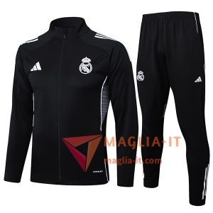Insieme Tuta Calcio Giacca Real Madrid Nero/Grigio 2025/2026
