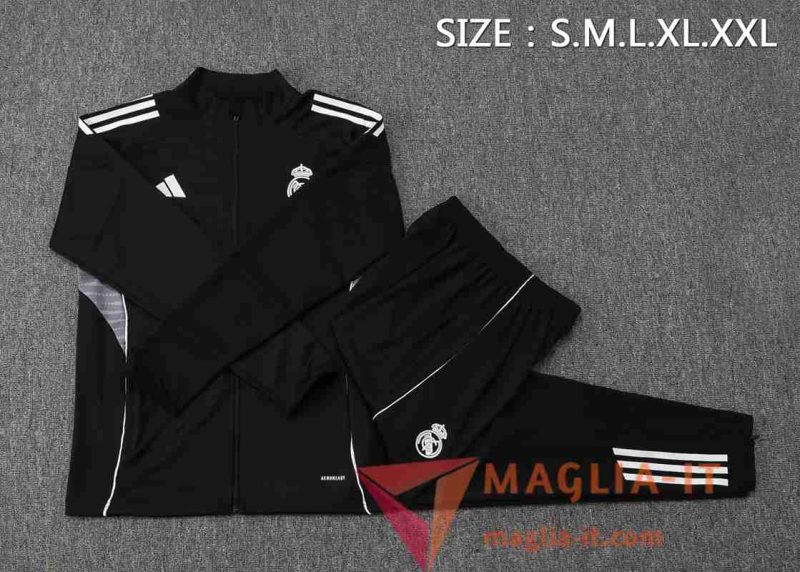 Insieme Tuta Calcio Giacca Real Madrid Nero/Grigio 2025/2026 - immagine 2