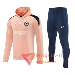 Insieme Giacca Con Cappuccio Tuta FC Chelsea Rosa/Nero 2025/2026