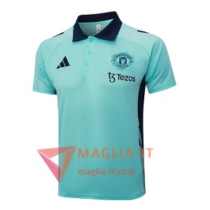 Maglia Polo Manica Corta Manchester United Verde/Blu 2025/2026