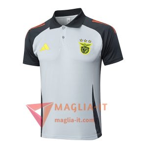 Maglia Polo Manica Corta S.L.Benfica Grigio/Nero 2025/2026