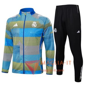 Nuovi Insieme Tuta Calcio Giacca Calcio Real Madrid Blu/Verde 2025/2026