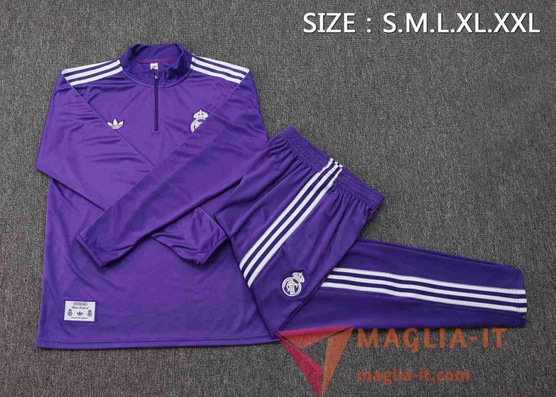 Nuova Insieme Tuta Calcio Real Madrid viola/Bianco 2025/2026 - immagine 3