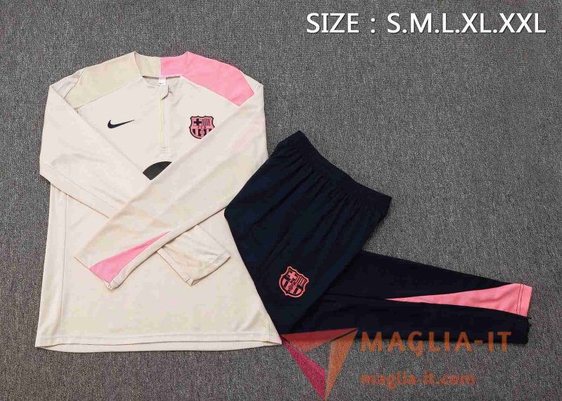 Nuova Insieme Tuta Calcio FC Barcellona Beige/Rosa 2025/2026 - immagine 3