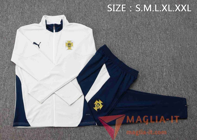 Nuovi Insieme Tuta Calcio Giacca Calcio Portogallo Bianco/Blu 2025/2026 - immagine 4