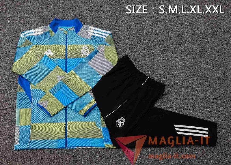 Nuovi Insieme Tuta Calcio Giacca Calcio Real Madrid Blu/Verde 2025/2026 - immagine 5