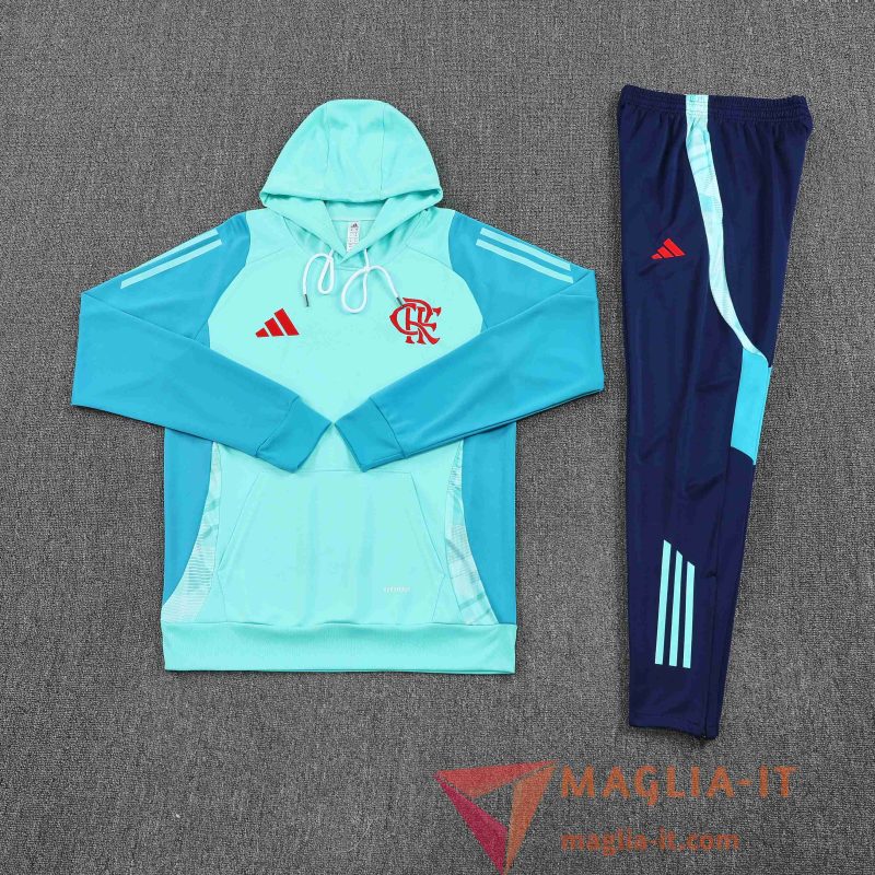 Nuovi Insieme Giacca Con Cappuccio Tuta Flamengo Verde/Blu 2025/2026 - immagine 3