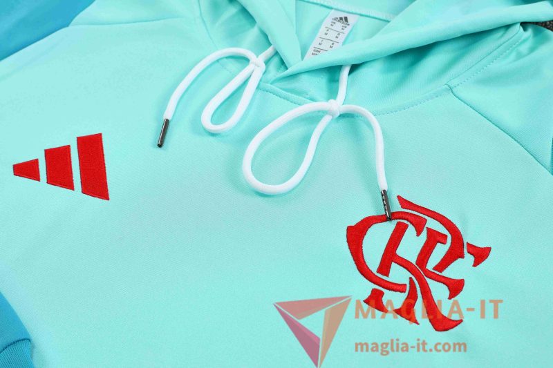 Nuovi Insieme Giacca Con Cappuccio Tuta Flamengo Verde/Blu 2025/2026 - immagine 5