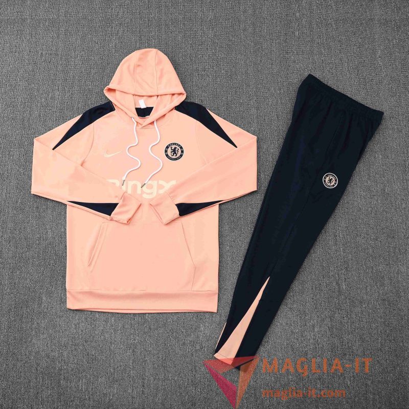 Insieme Giacca Con Cappuccio Tuta FC Chelsea Rosa/Nero 2025/2026 - immagine 3