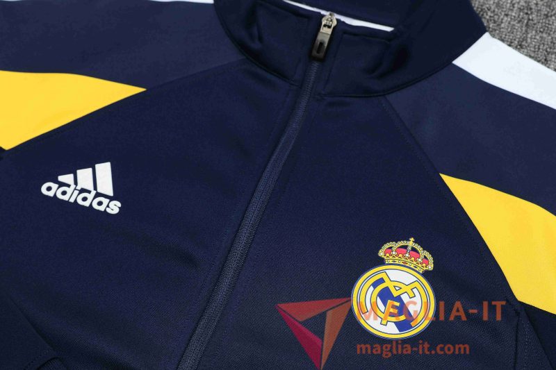Nuova Insieme Tuta Calcio Giacca Calcio Real Madrid Blu/Giallo 2025/2026 - immagine 4