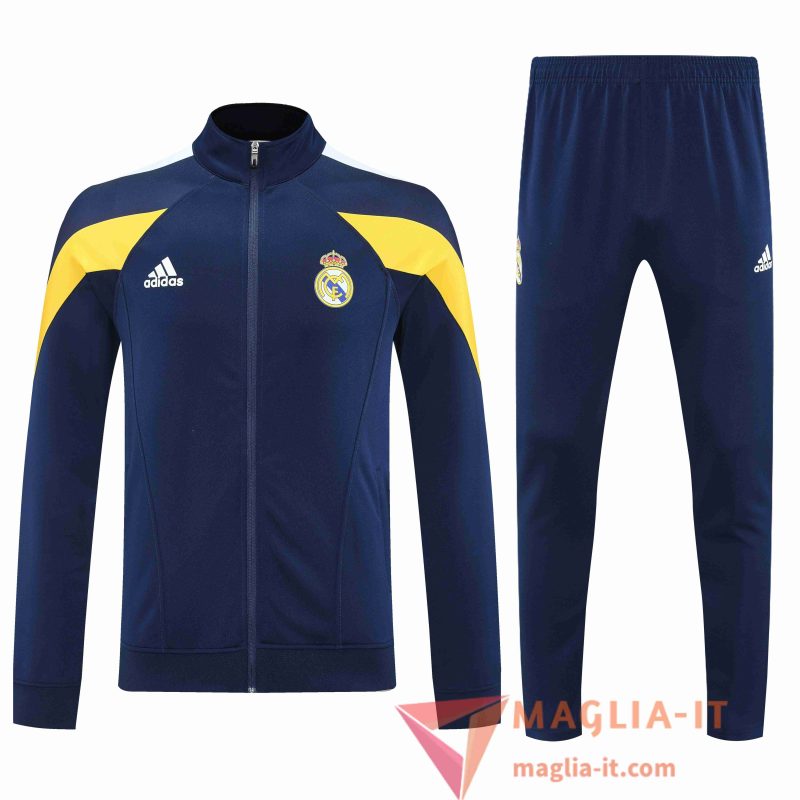 Nuova Insieme Tuta Calcio Giacca Calcio Real Madrid Blu/Giallo 2025/2026 - immagine 5