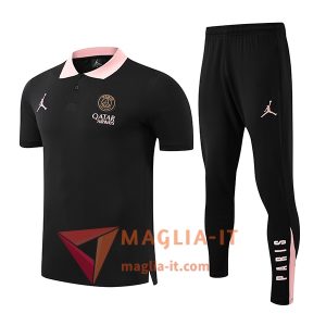 Completo Maglia Polo PSG 2025/2026 Nero/Rosa