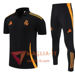 Completo Maglia Polo Real Madrid 2025/2026 Nero/Arancia