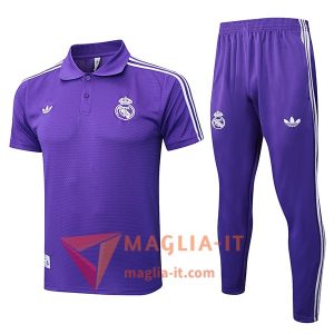 Completo Maglia Polo Real Madrid viola/Bianco 2025/2026