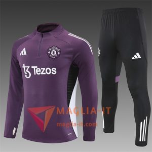 Completo Tuta da Calcio Manchester United Bambini viola/Bianco/Nero 2025/2026