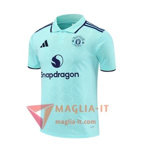 Nuovo Maglia Polo Manchester United Verde/Blu 2025/2026