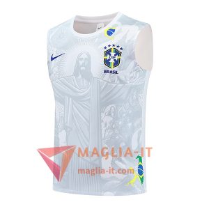 Canottiera da Allenamento Brasile Bianco/Grigio 2025/2026