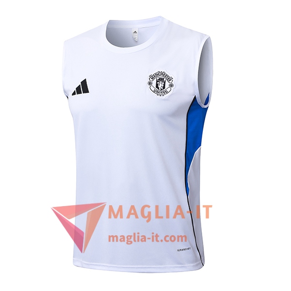 Canottiera da Allenamento Manchester United Bianco/Blu 2025/2026