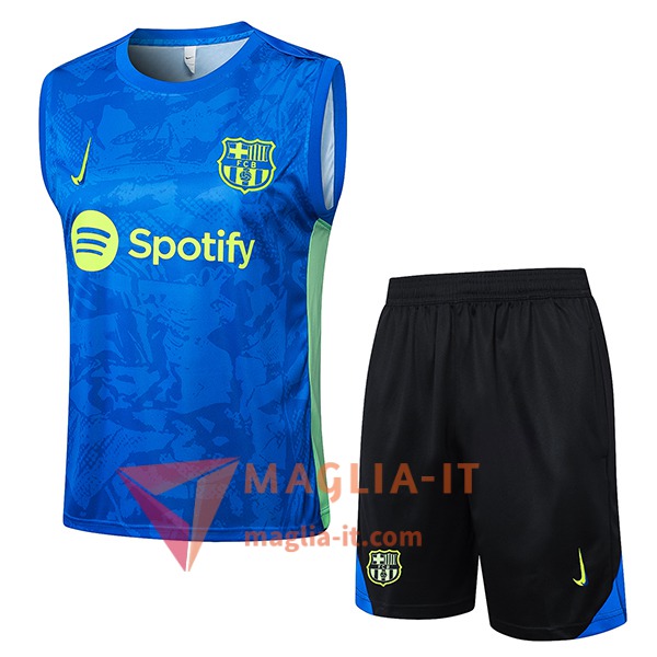 Completo Canottiera da Allenamento FC Barcellona Blu/Verde 2025/2026