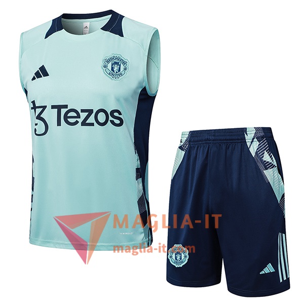 Completo Canottiera da Allenamento Manchester United Verde/Blu 2025/2026