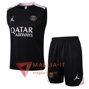 Completo Canottiera da Allenamento PSG Nero/Rosa 2025/2026