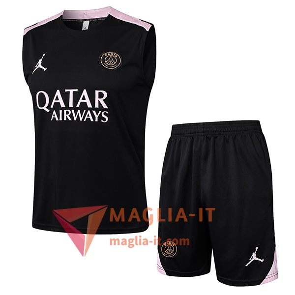 Completo Canottiera da Allenamento PSG Nero/Rosa 2025/2026
