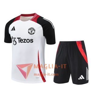 Kit da Allenamento Manchester United 2025/2026 - Maglia + Pantaloncini Bianco/Nero/Rosso
