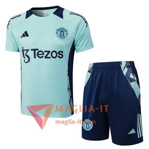 Kit da Allenamento Manchester United 2025/2026 - Maglia + Pantaloncini Verde/Blu