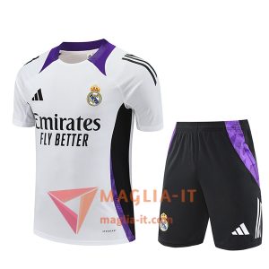 Kit da Allenamento Real Madrid 2025/2026 - Maglia + Pantaloncini Bianco/Nero/viola