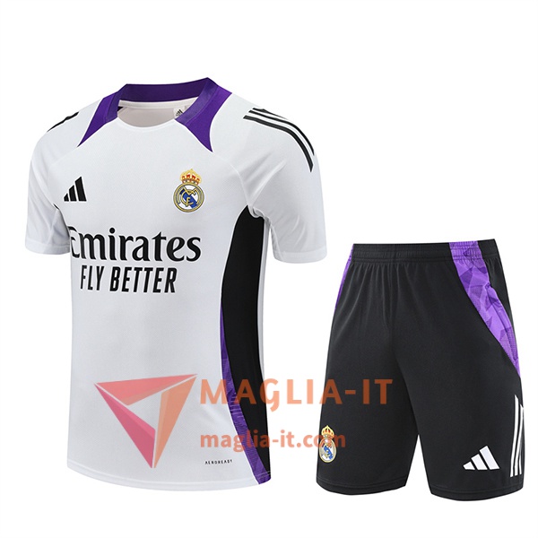 Kit da Allenamento Real Madrid 2025/2026 - Maglia + Pantaloncini Bianco/Nero/viola