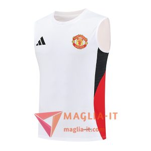 Canottiera da Allenamento Manchester United Bianco/Nero/Rosso 2025/2026
