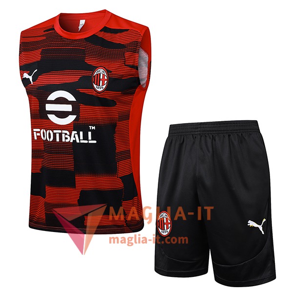 Kit da Allenamento AC Milan - Canottiera + Pantaloncini 2025/2026 Rosso/Nero