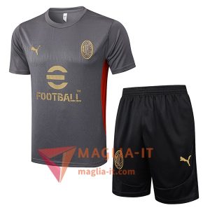 Kit da Allenamento AC Milan - Maglia + Pantaloncini 2025/2026 Grigio/Nero