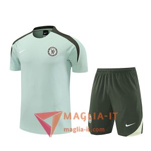 Kit da Allenamento FC Chelsea - Maglia + Pantaloncini 2025/2026 Verde Chiaro