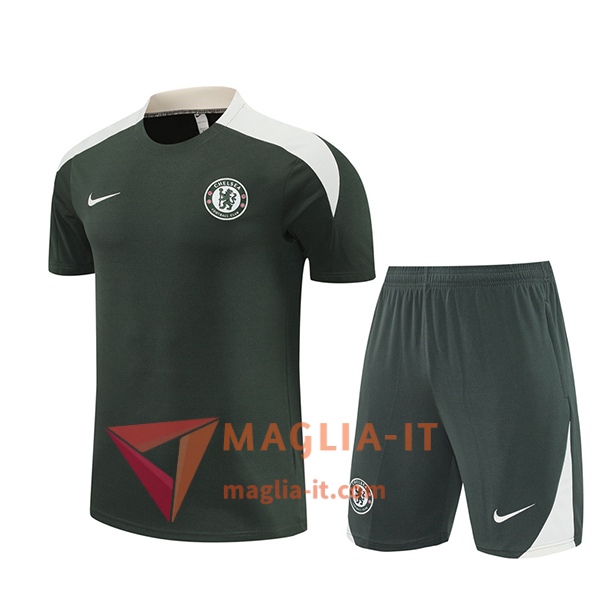 Kit da Allenamento FC Chelsea - Maglia + Pantaloncini 2025/2026 Verde/Bianco