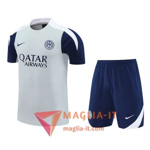 Kit da Allenamento Inter Milan - Maglia + Pantaloncini 2025/2026 Grigio/Blu/Bianco