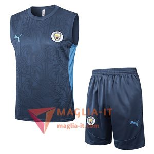 Kit da Allenamento Manchester City - Canottiera + Pantaloncini 2025/2026 Grigio/Blu