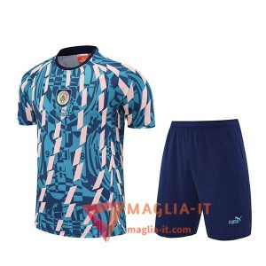 Kit da Allenamento Manchester City - Maglia + Pantaloncini 2025/2026 Blu/Beige