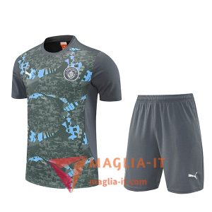 Kit da Allenamento Manchester City - Maglia + Pantaloncini 2025/2026 Grigio/Verde/Blu