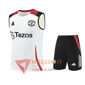 Kit da Allenamento Manchester United 2025/2026 - Canottiera + Pantaloncini Bianco/Nero/Rosso