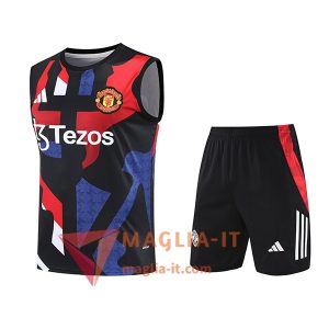 Kit da Allenamento Manchester United 2025/2026 - Canottiera + Pantaloncini Nero/Blu/Rosso