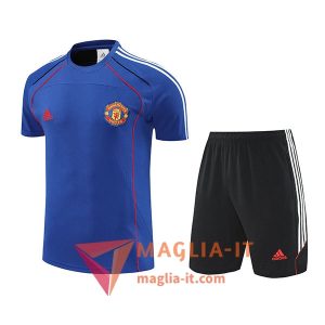 Kit da Allenamento Manchester United - Maglia + Pantaloncini 2025/2026 Blu/Rosso