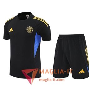 Kit da Allenamento Manchester United - Maglia + Pantaloncini 2025/2026 Nero/Blu/Giallo