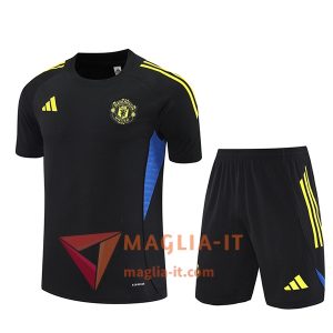 Kit da Allenamento Manchester United - Maglia + Pantaloncini 2025/2026 Nero/Giallo/Blu