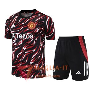 Kit da Allenamento Manchester United - Maglia + Pantaloncini 2025/2026 Rosso/Nero
