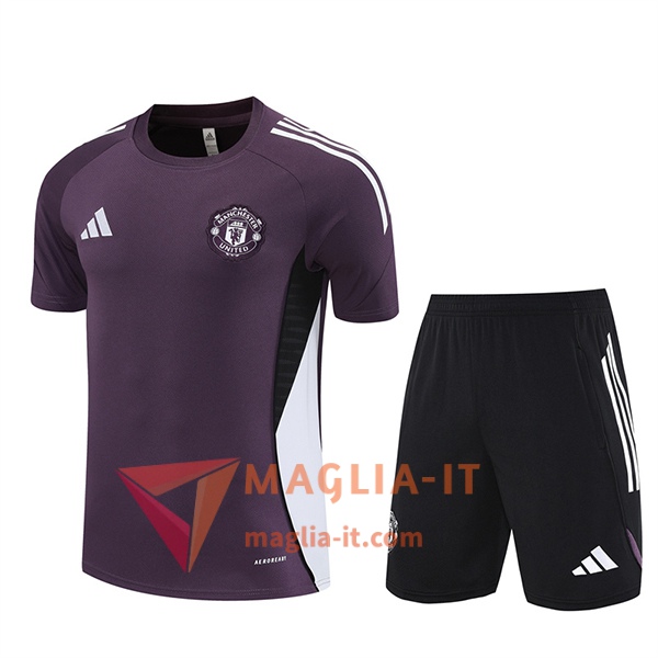 Kit da Allenamento Manchester United - Maglia + Pantaloncini 2025/2026 viola/Bianco/Nero