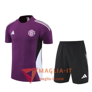 Kit da Allenamento Manchester United - Maglia + Pantaloncini 2025/2026 viola/Nero/Bianco