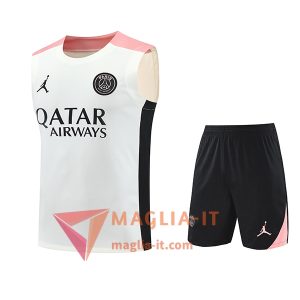 Kit da Allenamento PSG 2025/2026 - Canottiera + Pantaloncini Bianco/Nero/Rosa
